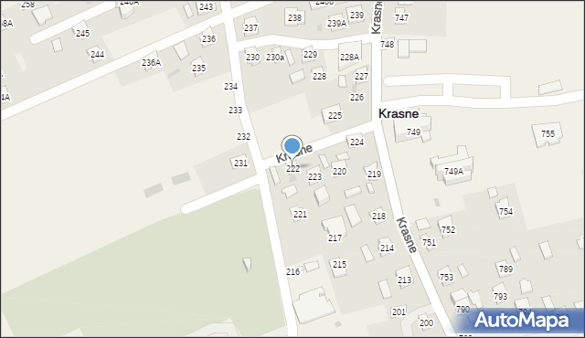 Krasne, Krasne, 222, mapa Krasne