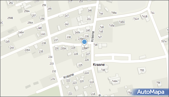 Krasne, Krasne, 228A, mapa Krasne