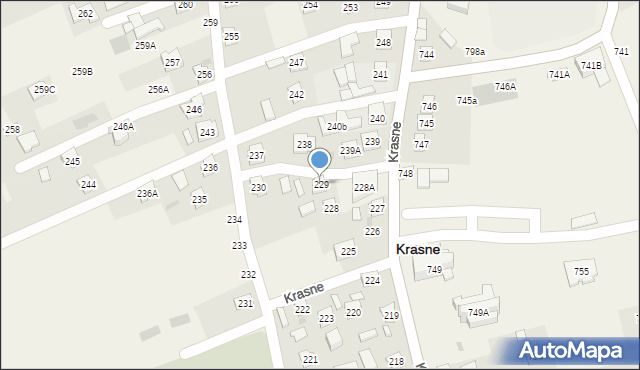 Krasne, Krasne, 229, mapa Krasne