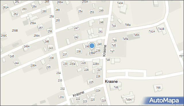 Krasne, Krasne, 239A, mapa Krasne