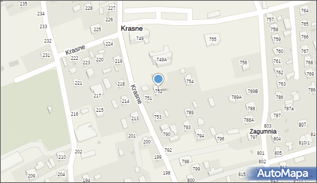 Krasne, Krasne, 752, mapa Krasne