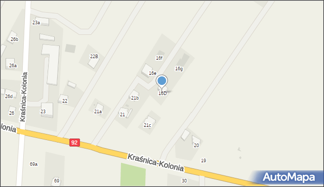 Kraśnica, Kraśnica-Kolonia, 16D, mapa Kraśnica