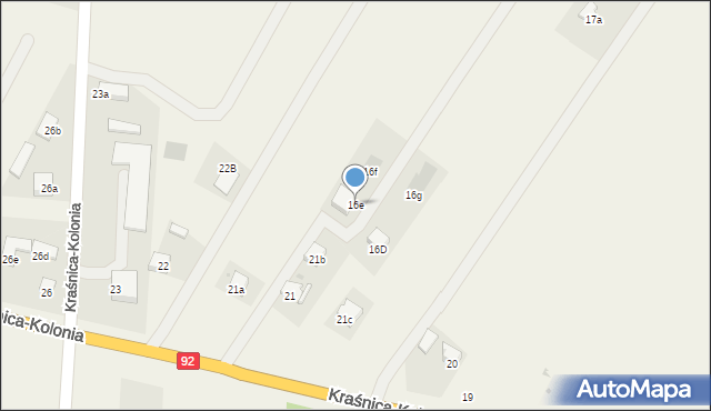 Kraśnica, Kraśnica-Kolonia, 16e, mapa Kraśnica