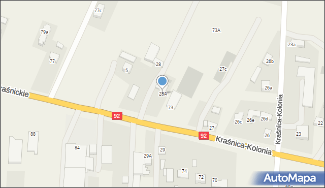 Kraśnica, Kraśnica-Kolonia, 28A, mapa Kraśnica