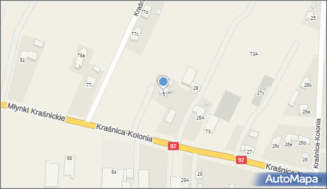 Kraśnica, Kraśnica-Kolonia, 5, mapa Kraśnica