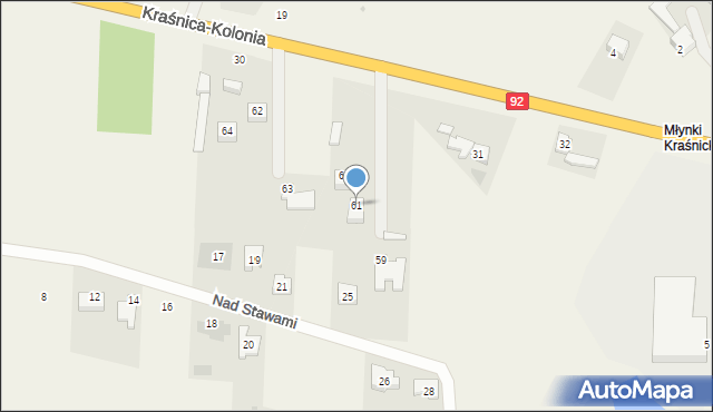 Kraśnica, Kraśnica-Kolonia, 61, mapa Kraśnica