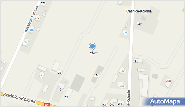 Kraśnica, Kraśnica-Kolonia, 73A, mapa Kraśnica