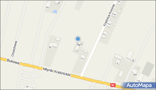 Kraśnica, Kraśnica-Kolonia, 79a, mapa Kraśnica