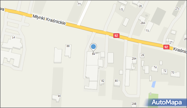 Kraśnica, Kraśnica-Kolonia, 84, mapa Kraśnica