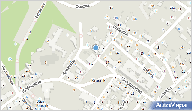 Kraśnik, Krakowska, 5, mapa Kraśnik