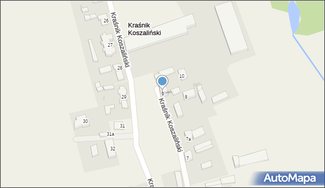 Kraśnik Koszaliński, Kraśnik Koszaliński, 9, mapa Kraśnik Koszaliński