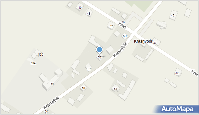 Krasnybór, Krasnybór, 55, mapa Krasnybór