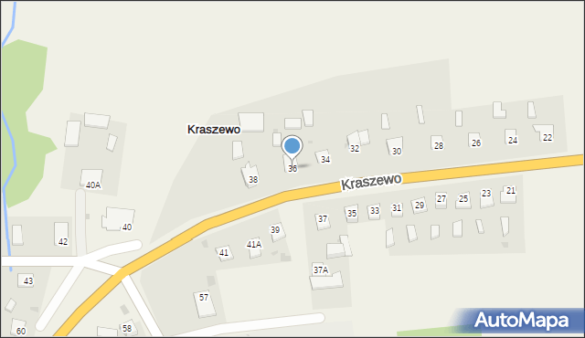 Kraszewo, Kraszewo, 36, mapa Kraszewo