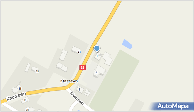 Kraszewo, Kraszewo, 1, mapa Kraszewo