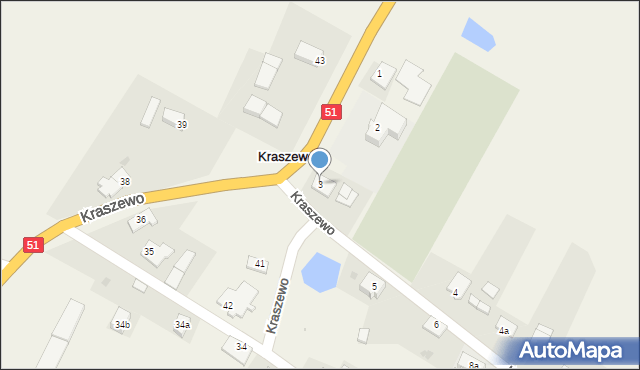 Kraszewo, Kraszewo, 3, mapa Kraszewo