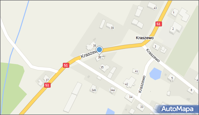 Kraszewo, Kraszewo, 36, mapa Kraszewo