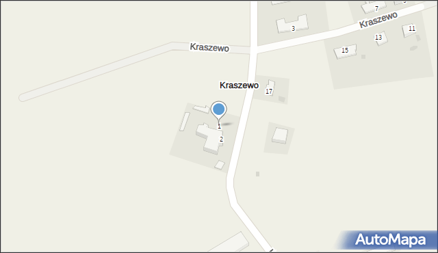 Kraszewo, Kraszewo, 1, mapa Kraszewo