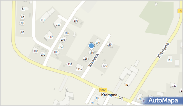 Krempna, Krempna, 115, mapa Krempna