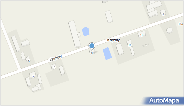 Krężoły, Krężoły, 9, mapa Krężoły