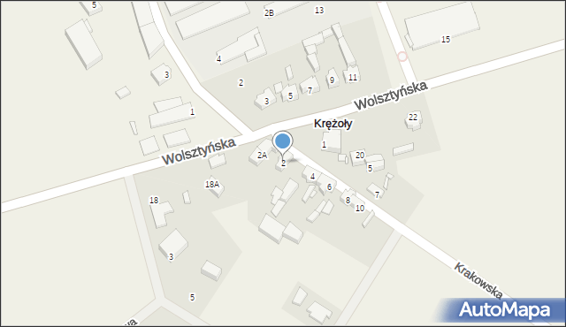 Krężoły, Krakowska, 2, mapa Krężoły