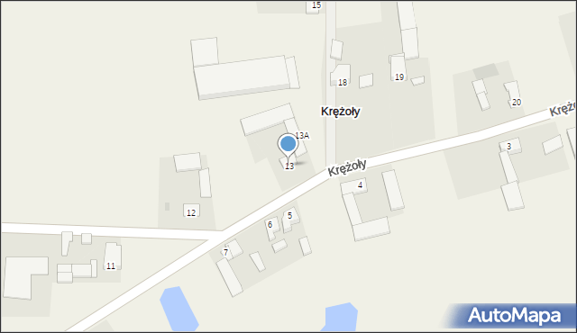 Krężoły, Krężoły, 13, mapa Krężoły