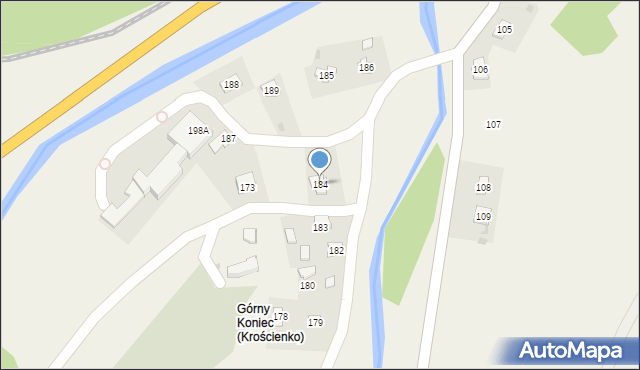 Krościenko, Krościenko, 184, mapa Krościenko