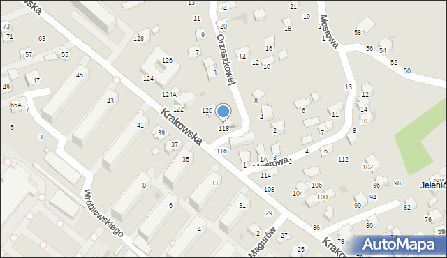 Krosno, Krakowska, 118, mapa Krosna