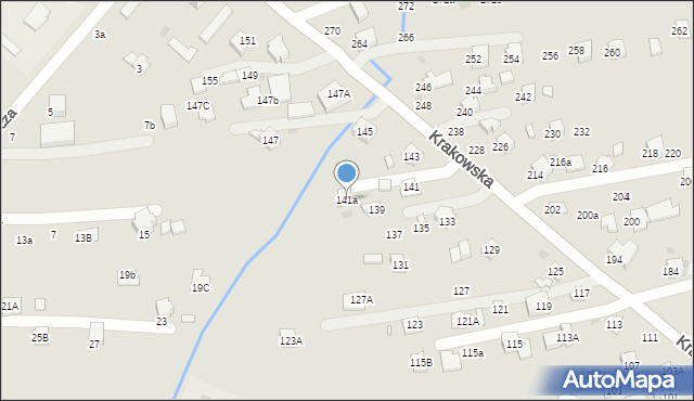 Krosno, Krakowska, 141a, mapa Krosna