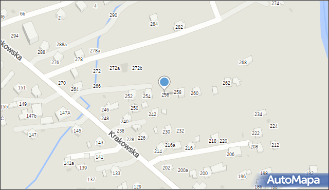 Krosno, Krakowska, 256, mapa Krosna