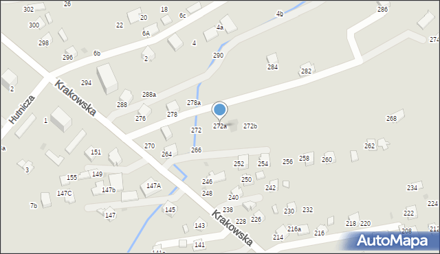 Krosno, Krakowska, 272a, mapa Krosna