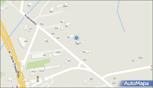 Krosno, Krakowska, 338, mapa Krosna