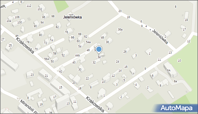 Krosno, Krakowska, 34, mapa Krosna