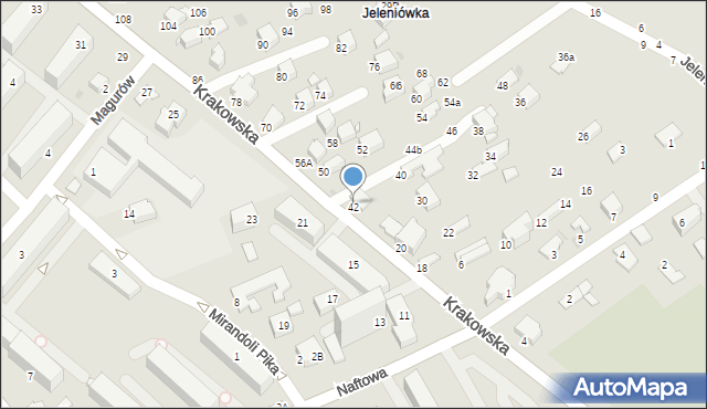 Krosno, Krakowska, 48a, mapa Krosna