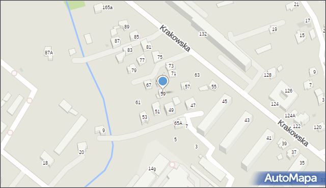 Krosno, Krakowska, 59, mapa Krosna