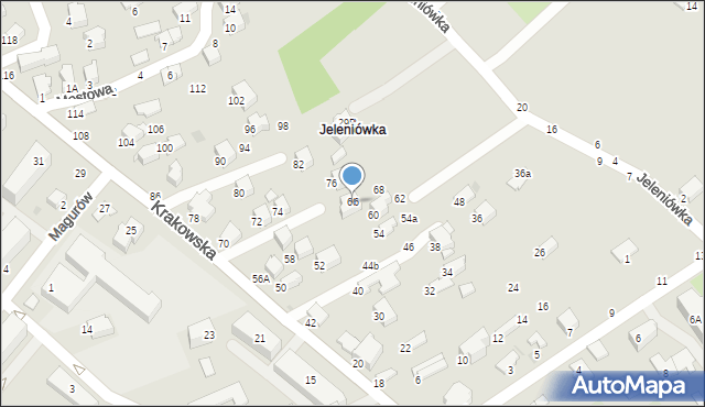 Krosno, Krakowska, 66, mapa Krosna