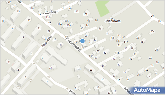 Krosno, Krakowska, 70, mapa Krosna