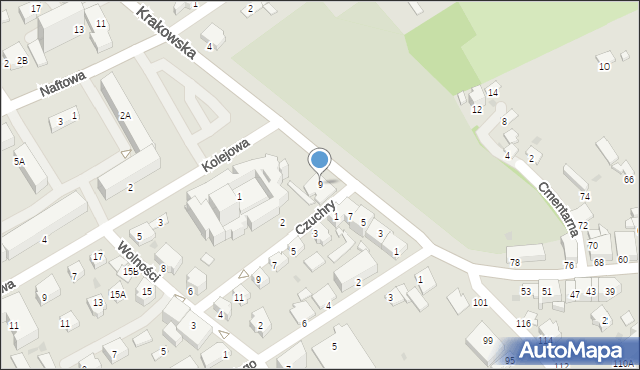 Krosno, Krakowska, 9, mapa Krosna