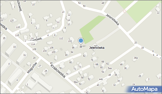 Krosno, Krakowska, 98, mapa Krosna