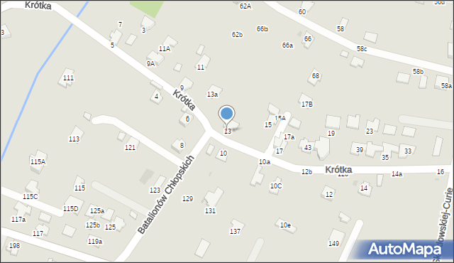 Krosno, Krótka, 13, mapa Krosna