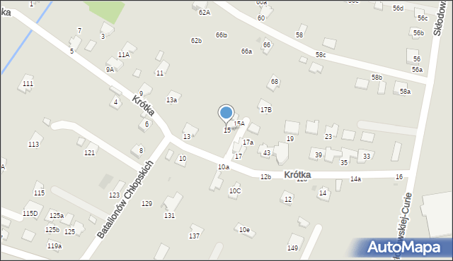 Krosno, Krótka, 15, mapa Krosna