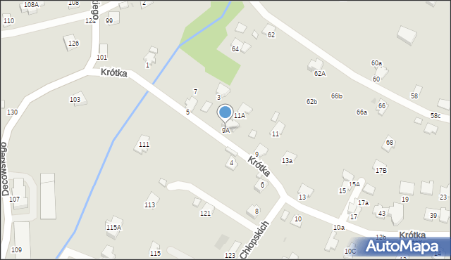 Krosno, Krótka, 9A, mapa Krosna