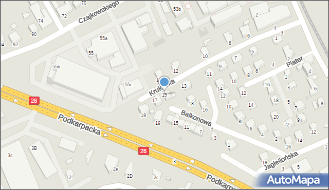 Krosno, Krukierka Jędrzeja, 15, mapa Krosna