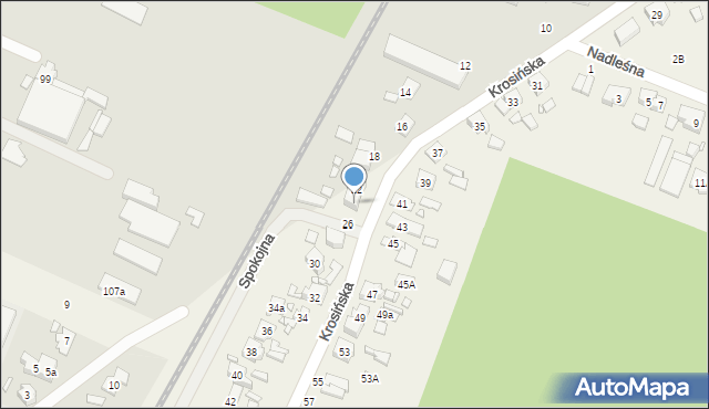 Krosno, Krosińska, 24, mapa Krosna