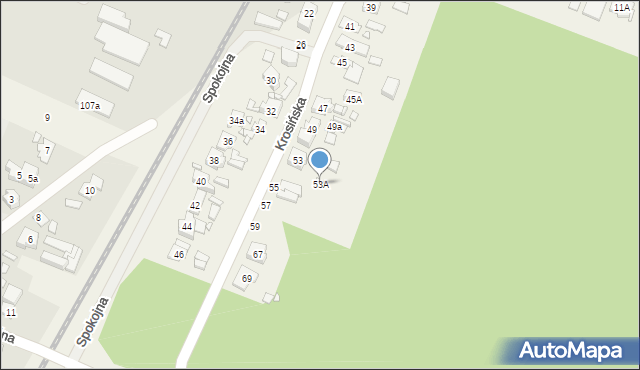 Krosno, Krosińska, 53A, mapa Krosna