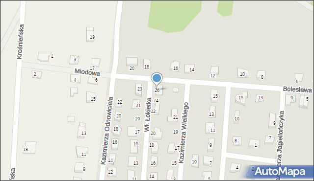 Krosno Odrzańskie, Króla Władysława Łokietka, 26, mapa Krosno Odrzańskie