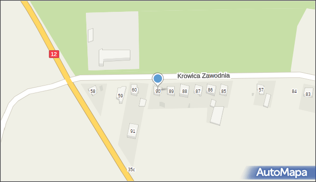 Krowica Zawodnia, Krowica Zawodnia, 90, mapa Krowica Zawodnia