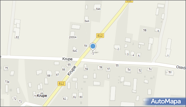 Krupe, Krupe, 1, mapa Krupe