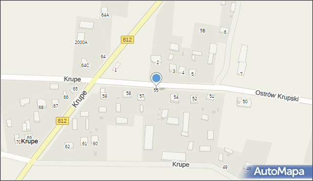 Krupe, Krupe, 55, mapa Krupe
