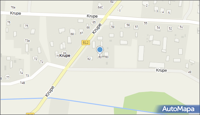 Krupe, Krupe, 61, mapa Krupe