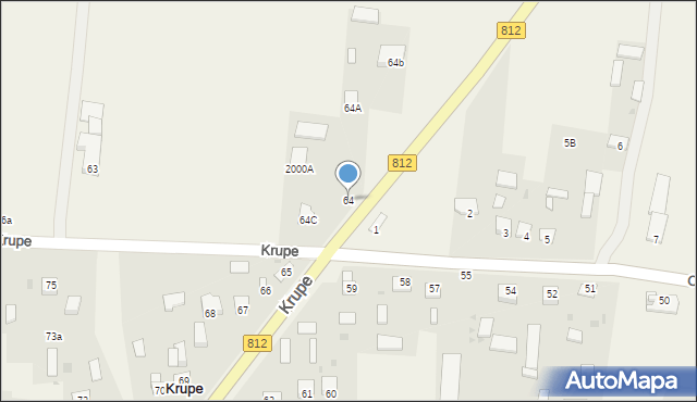 Krupe, Krupe, 64, mapa Krupe